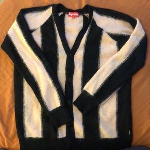 Supreme Black and Beige Striped Mohair Cardigan Medium Rare OG